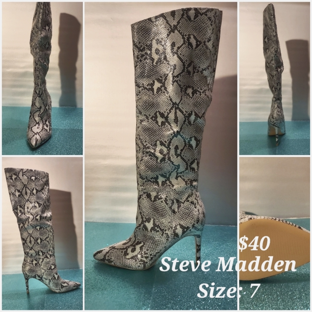 Steve madden blue snakeskin boots